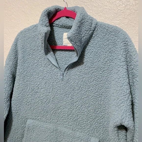 American Eagle Blue 1/4 Zip Pullover, Sherpa - Picture 4 of 9